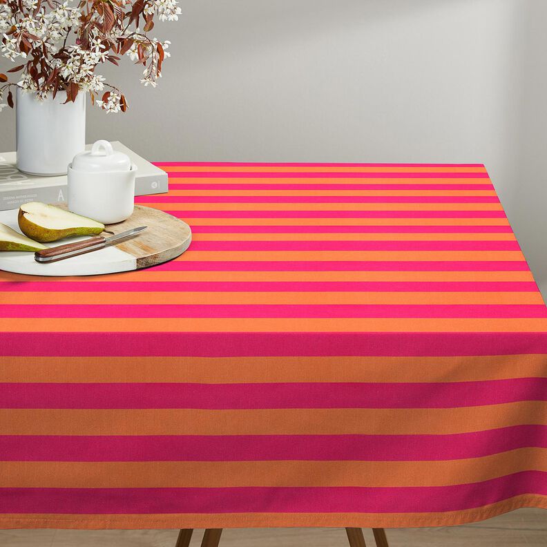 Decor Fabric Half Panama Block Stripes – intense pink/orange,  image number 9