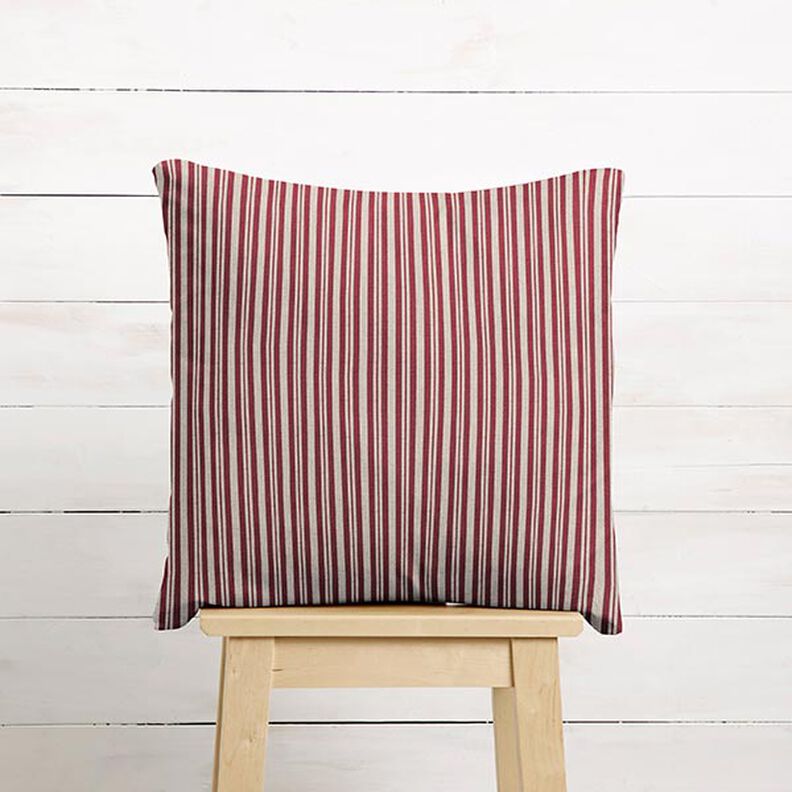Decor Fabric Half Panama Fine Stripes – burgundy/natural,  image number 7