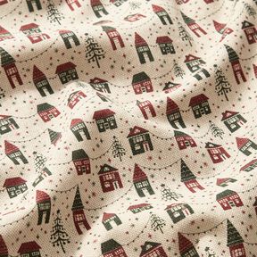 Decor Fabric Half Panama Winter Village – natural/dark pine, 