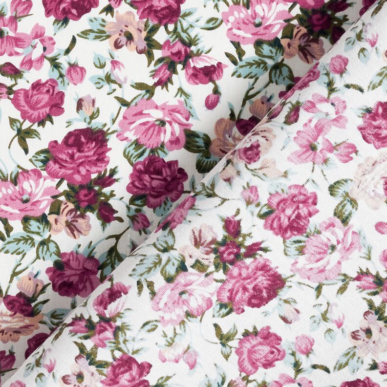 Cotton Poplin Wild Roses – white/hollyhock, image number 4