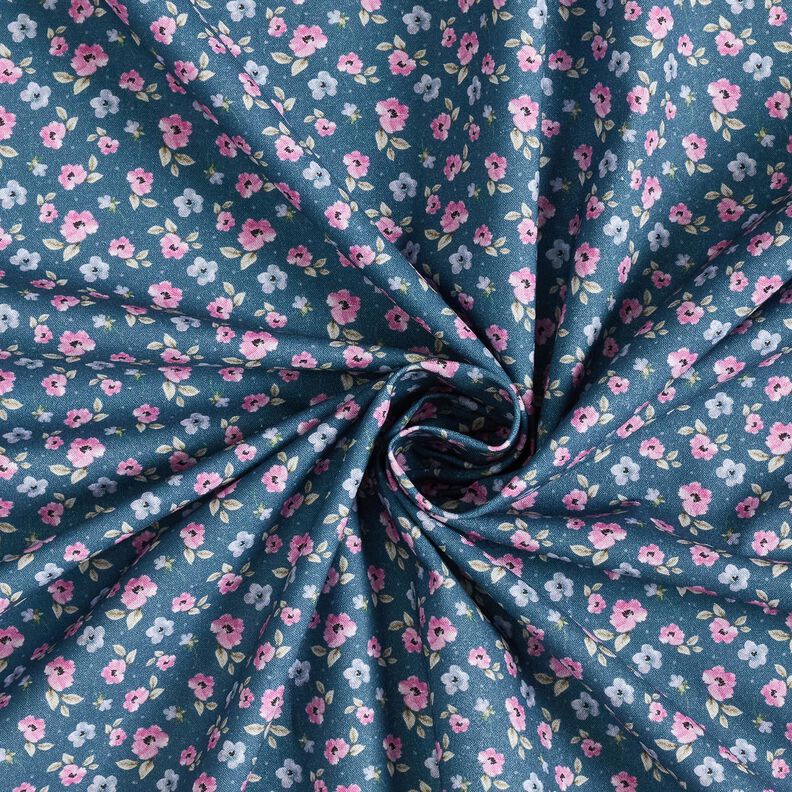 Cotton Poplin Fine Flowers – blue/pastel violet,  image number 3