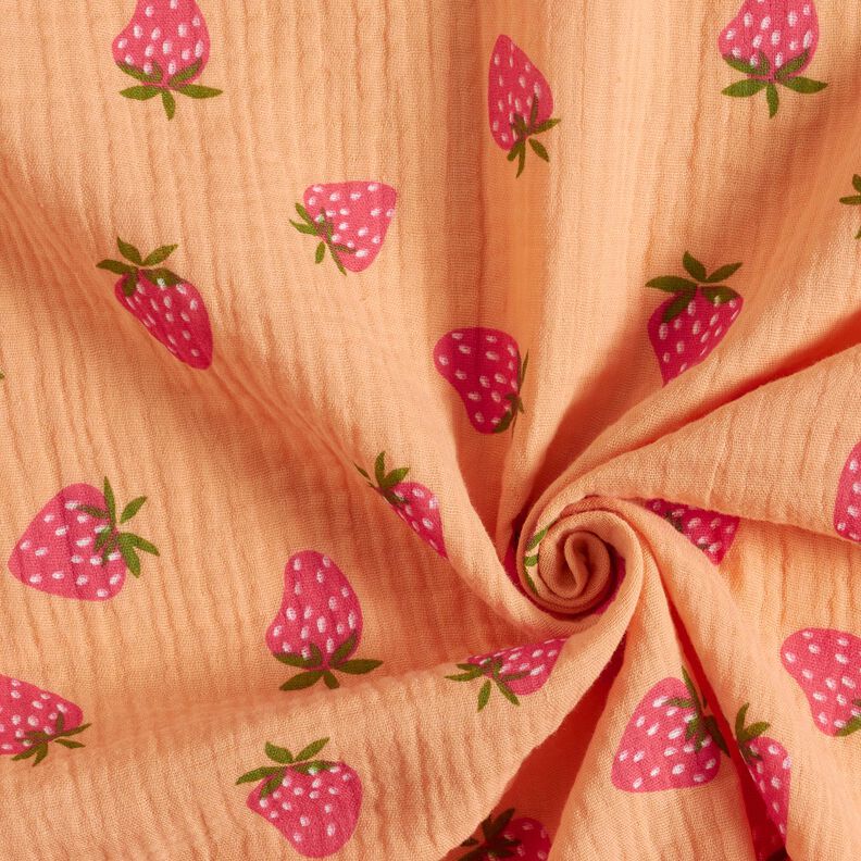 Double Gauze/Muslin Strawberries – apricot,  image number 3