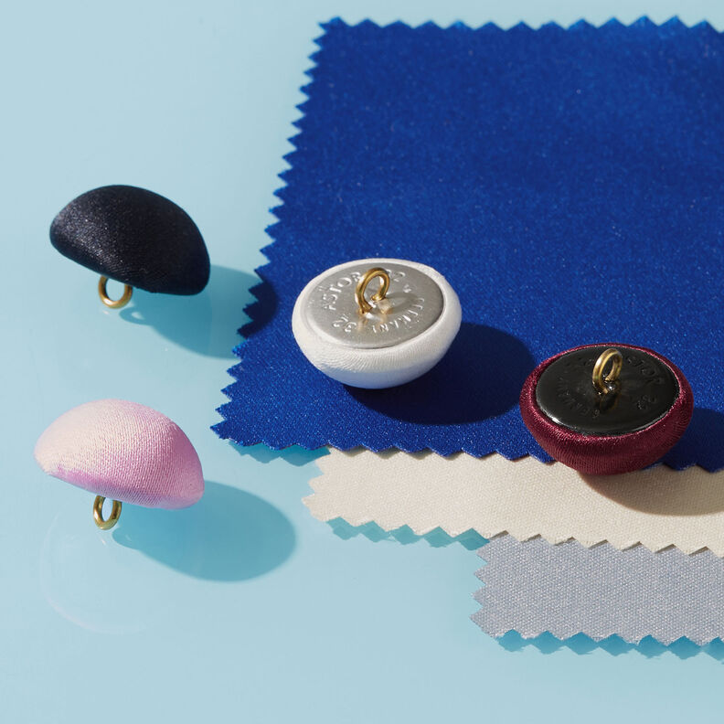 Covered button, Duchesse Satin – midnight blue,  image number 2
