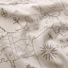 Decor Fabric Half Panama nautical chart – natural, 