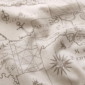Decor Fabric Half Panama nautical chart – natural, 