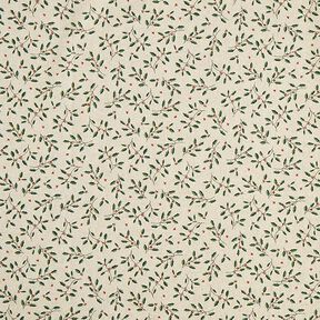 Decor Fabric Half Panama Christmas branch – natural/fir green, 