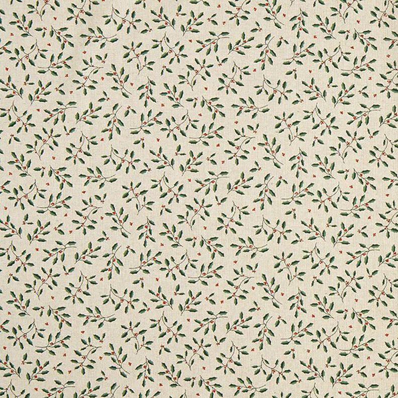 Decor Fabric Half Panama Christmas branch – natural/fir green, image number 1