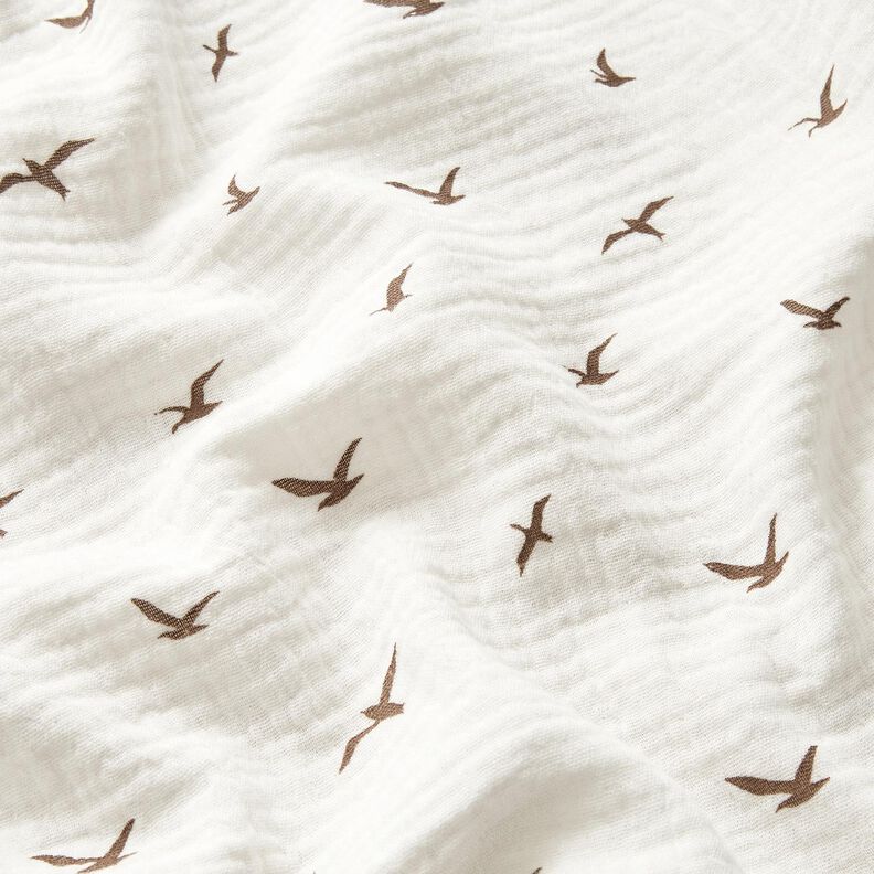 Double Gauze/Muslin seagulls – ivory/dark taupe,  image number 2