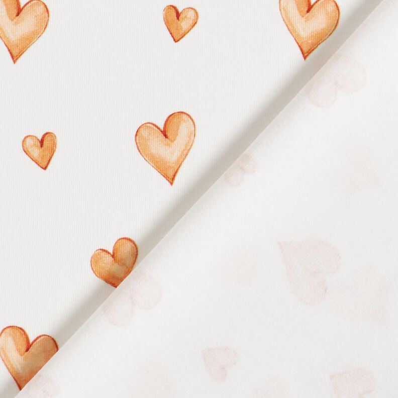 Cotton Jersey watercolour hearts Digital Print – ivory/light orange, image number 4