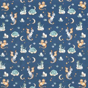 French Terry cute dragons Digital Print – blue grey, 