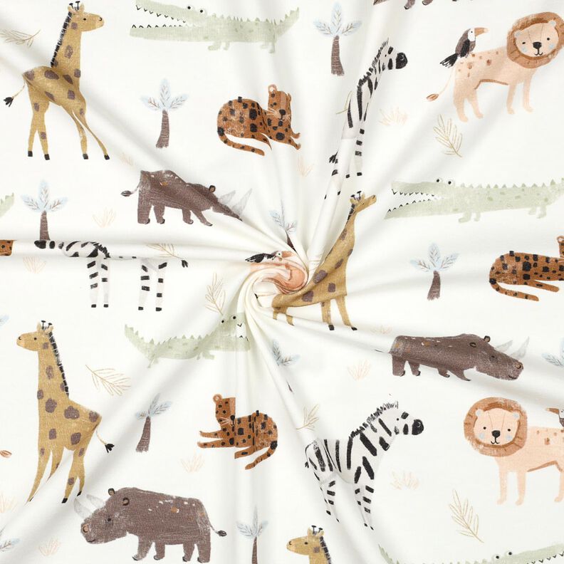 Cotton Jersey Steppe Animals Digital Print | Poppy Fabrics – ivory/dark brown, image number 3