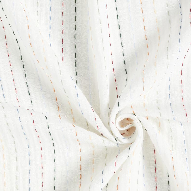 Double Gauze/Muslin colourful pinstripes – offwhite,  image number 3