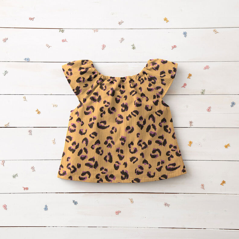 Double Gauze/Muslin leopard print – antique gold/red lilac,  image number 6