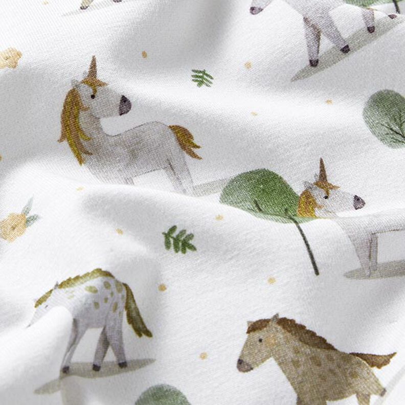 Organic Cotton Jersey Horses and Unicorns Digital Print – offwhite,  image number 2