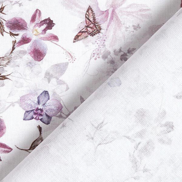 Decor Fabric Cotton Poplin Butterflies & Orchids – pastel violet,  image number 4