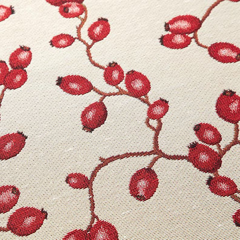Decor Fabric Tapestry Fabric Rosehips – light beige/red,  image number 10