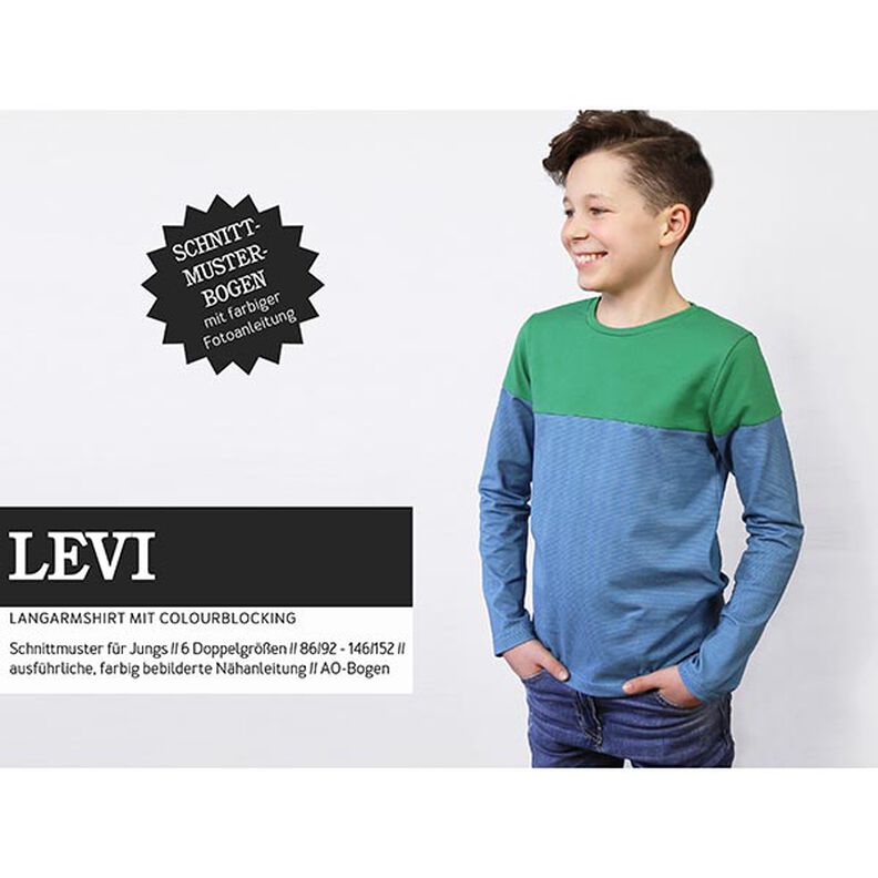 LEVI - long-sleeved shirt with colour blocking, Studio Schnittreif  | 86 - 152,  image number 1