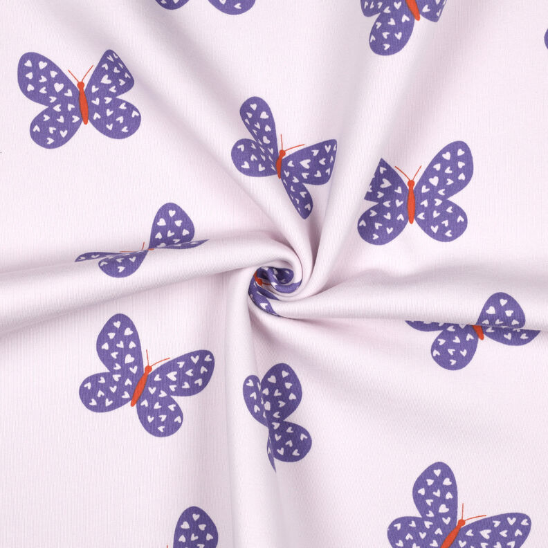 Brushed Sweatshirt Fabric Big Butterflies | Poppy Fabrics – pastel mauve/blue lilac,  image number 3