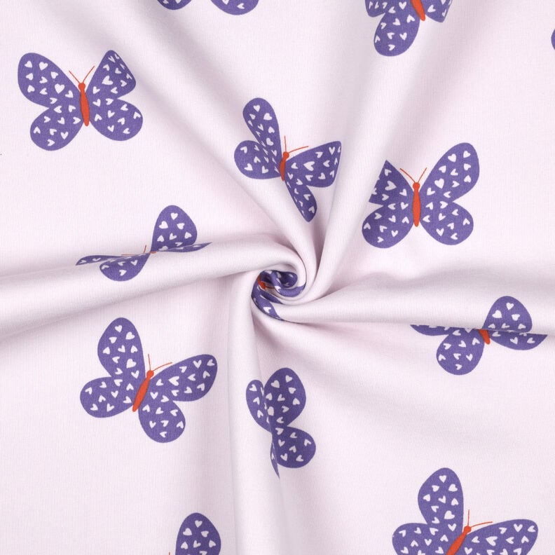 Brushed Sweatshirt Fabric Big Butterflies | Poppy Fabrics – pastel mauve/blue lilac, image number 3