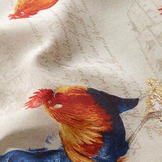 Decorative fabric Canvas Rooster and writing – natural, 
