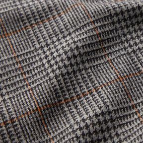 Glen Plaid Wool Fabric – dark grey/orange, 