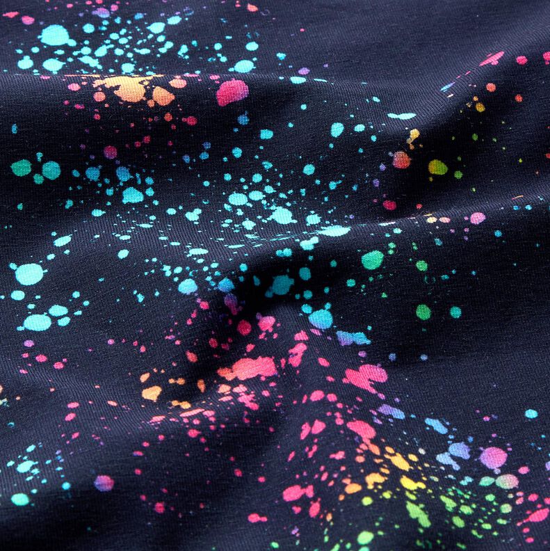 Cotton Jersey Colourful splashes of colour | Glitzerpüppi – navy blue/colour mix,  image number 1