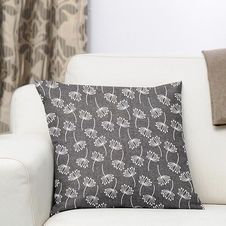 Dandelions Jacquard Furnishing Fabric – grey,  image number 6