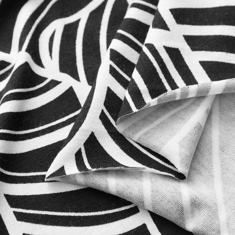 Abstract leaves viscose jersey – black/white,  image number 3