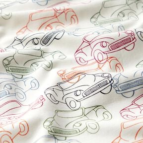 French Terry colourful cars – offwhite, 