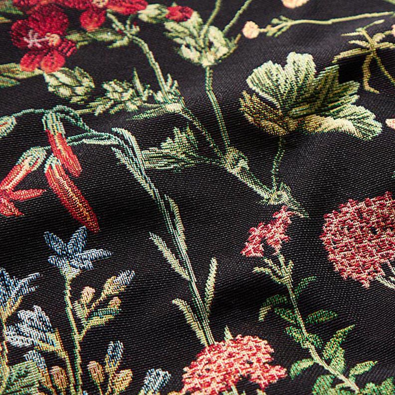 Decor Fabric Tapestry Fabric flower meadow – black,  image number 2