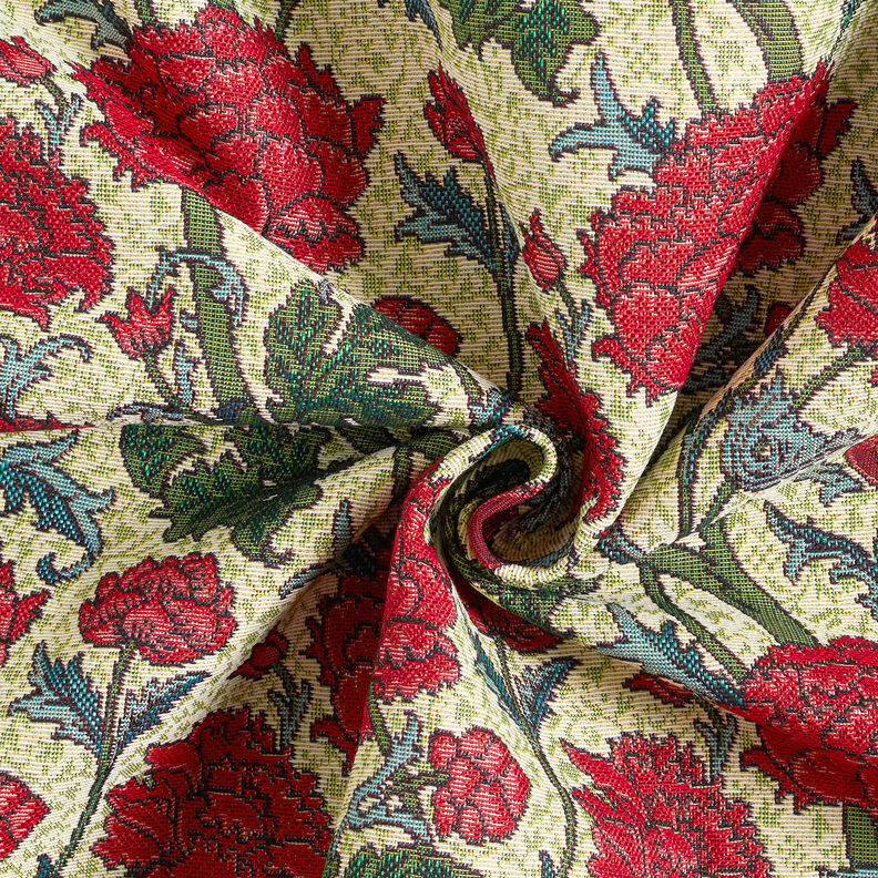 Decor Fabric Tapestry Fabric artistic peonies – light beige/carmine, image number 4