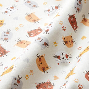 Cretonne Cat Faces – white, 