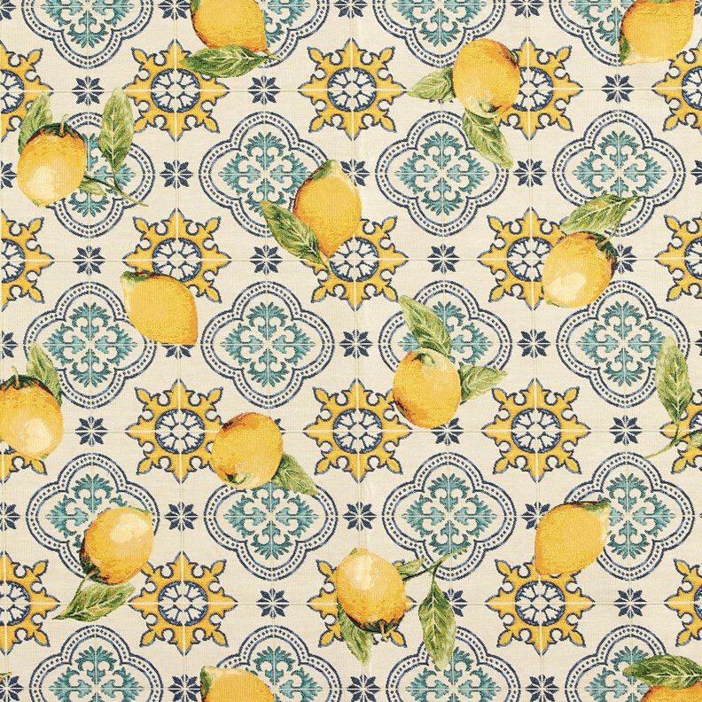 Decor Fabric Tapestry Fabric lemon tiles – natural/lemon yellow,  image number 1