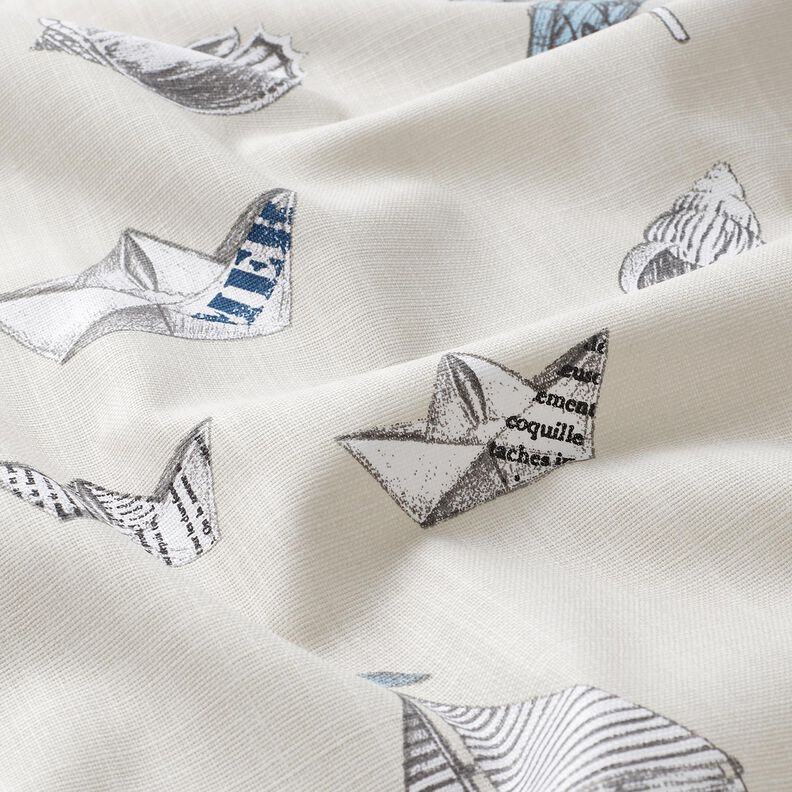 Decor Fabric Panama Little boat – natural/light blue,  image number 2