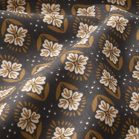 Cotton Cretonne flowery tiles – granite, 