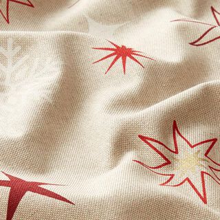 Half Panama Decor Fabric Shimmering Stars – gold/red, 