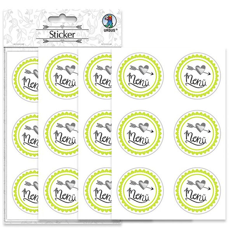Wedding Menu Sticker Set Ø 4.8cm [ 24 pieces ] – offwhite/green,  image number 4