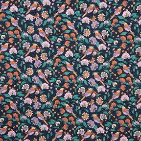 Coated Cotton sea of flowers – midnight blue, 