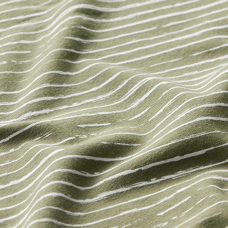 Cotton jersey scribble stripes – khaki,  image number 2