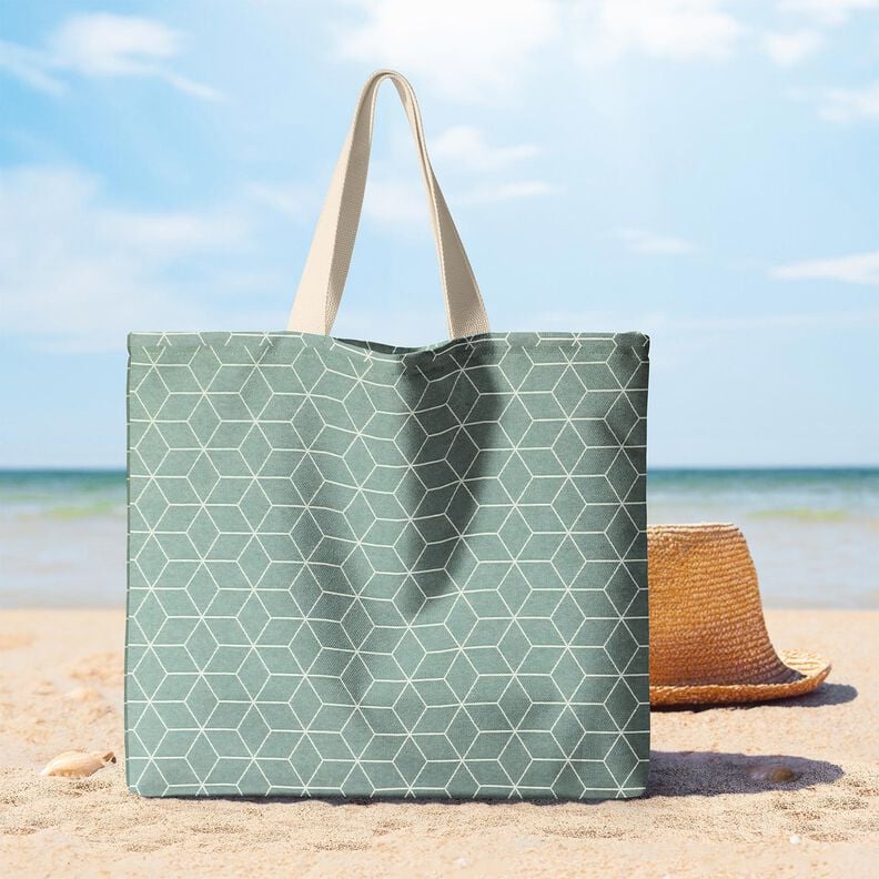 Decor Fabric Jacquard modern cubes – reed/ivory,  image number 7