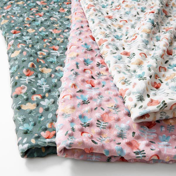 Cosy Fleece Embossed Dots and Flowers – white, image number 5