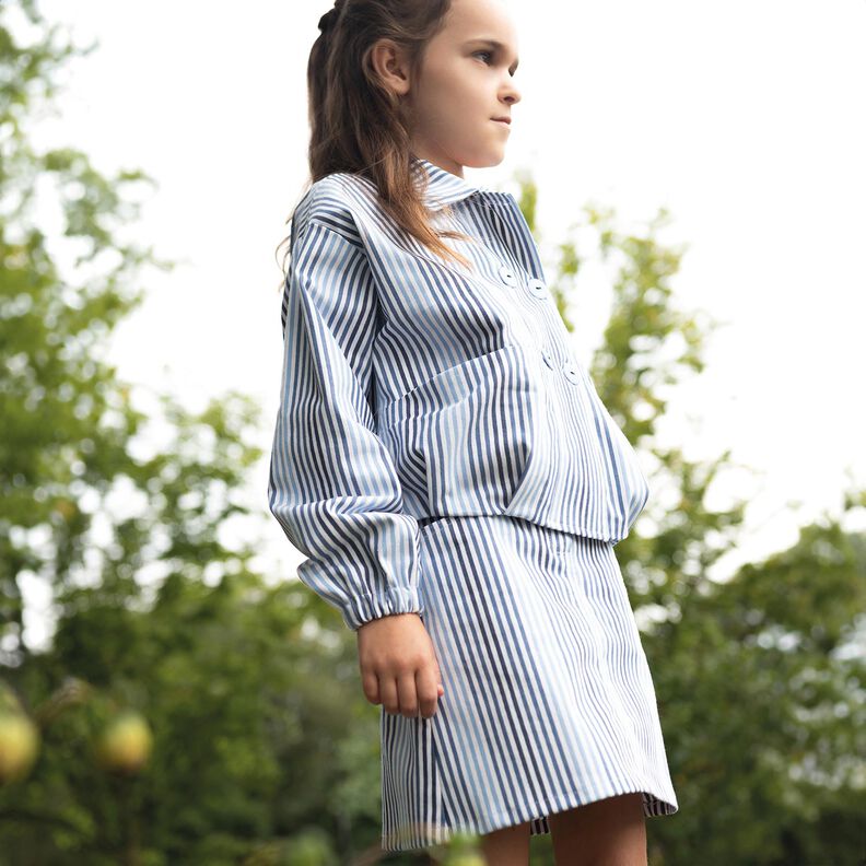 Denim Cotton Blend Stripes| Poppy Fabrics – denim blue/offwhite,  image number 7
