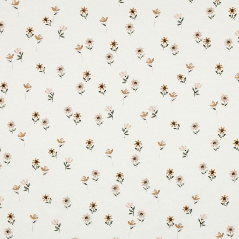 Cotton Jersey Sweet Flowers Digital Print | Poppy Fabrics – ivory/caramel,  image number 1