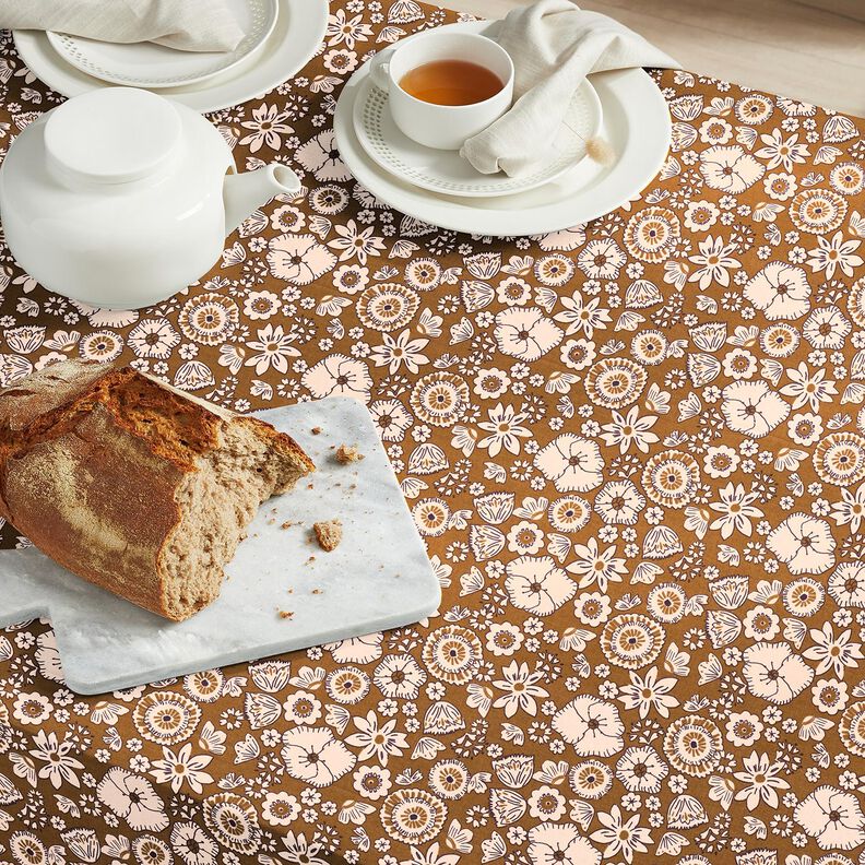 Cotton Cretonne Retro flowers – olive/rosé, image number 5