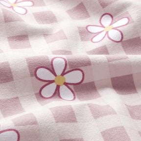 Cotton Flannel Checks and flowers &ndash; white/pink, 