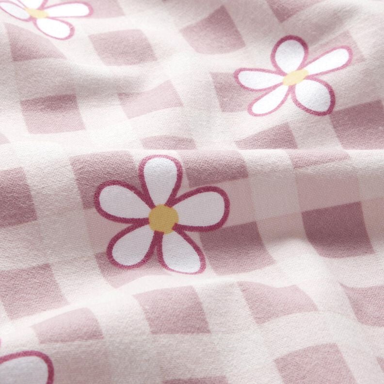 Cotton Jersey Checks and flowers &ndash; white/pink,  image number 2
