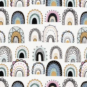 Cotton Poplin squiggly rainbows – white, 