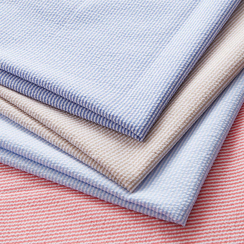 Seersucker Stripes Cotton Blend – light blue/offwhite,  image number 5