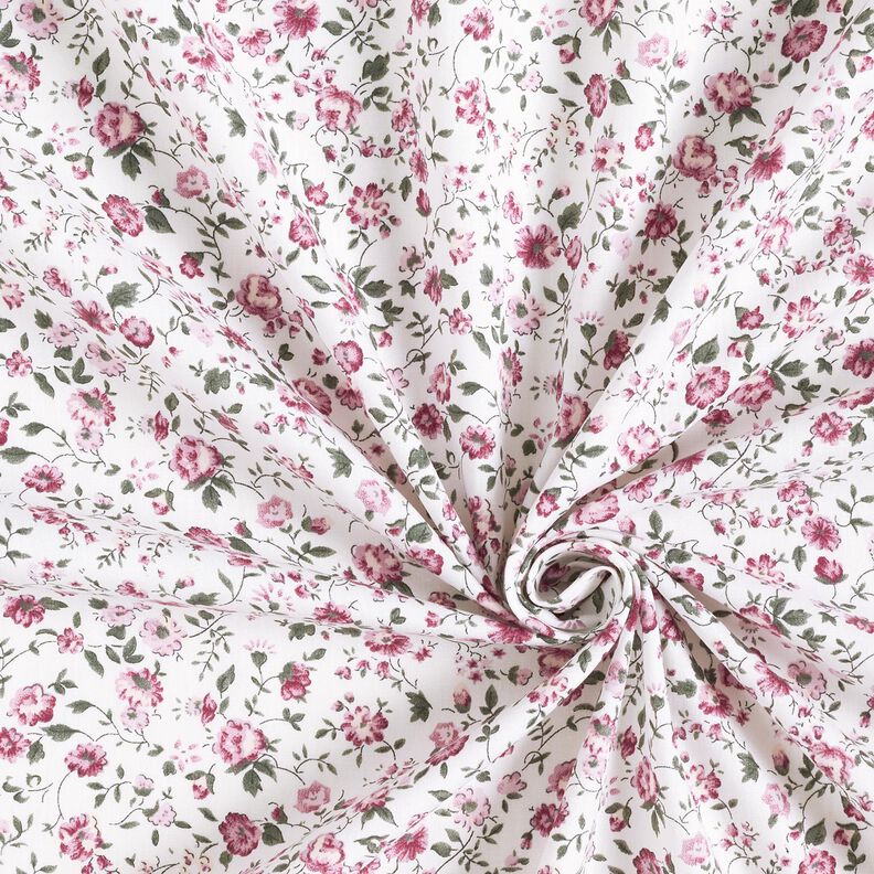 Delicate roses cotton poplin – white/hollyhock,  image number 3