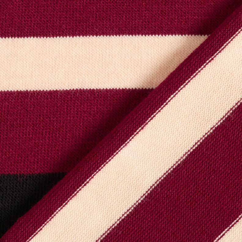 Knitted fabric wide stripes – burgundy/beige,  image number 5